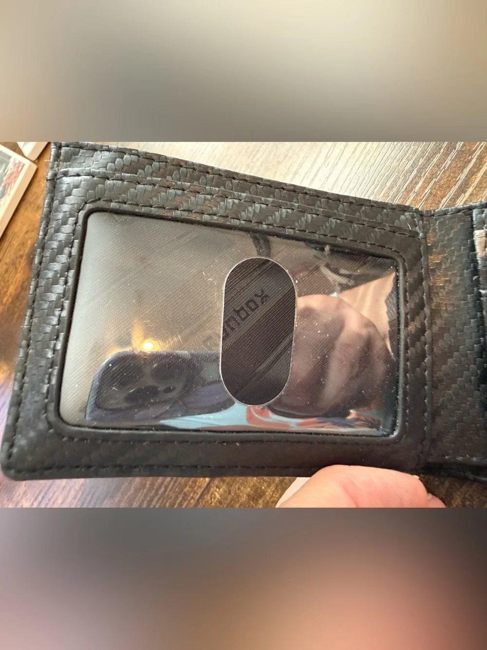 Runbox Slim RFID Blocking Men’s Wallet Gray Black Carbon Fiber NEW